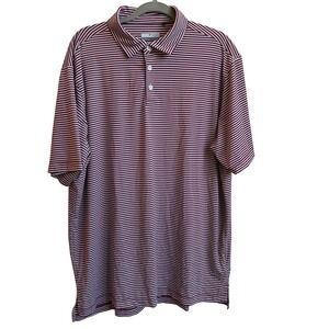 Columbia Golf Polo Shirt Burgundy White Striped Mens XL Short Sleeve Performance